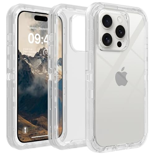 TUTUKII for iPhone 15 Pro Max Case Clear | Heavy Duty Shockproof, Anti-Drop, Anti-Yellow,Triple-Layer Transparent Protective Phone Cover, 6.7" - color: Clear, size: iPhone 15 Pro Max 6.7"