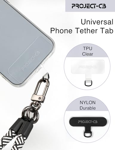 Phone Tether Tab 2 Pack,Universal Phone Lanyard Patch Without Adhesive,Phone Strap Replacement Part for Cell Phone (Black&Clear) - color: Black&clear