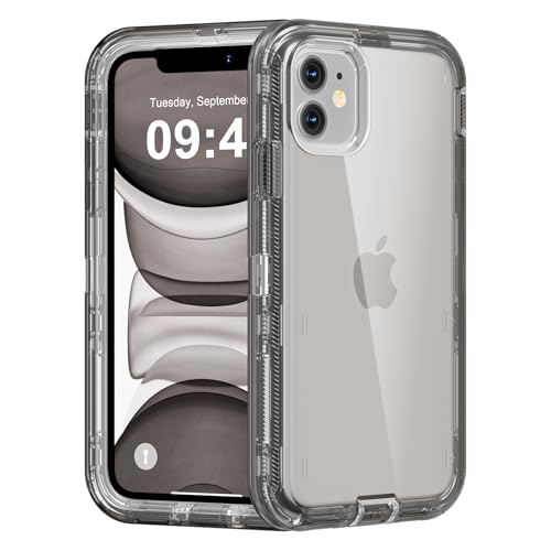 Follaroma for iPhone 11 Case, 6.1 inch, Crystal Gray | Heavy Duty Shockproof Protection Phone Cases, Anti-Drop, Military Grade Dual Layer Transparent Rugged Protective Cover - color: Gray, size: iPhone 11 6.1’