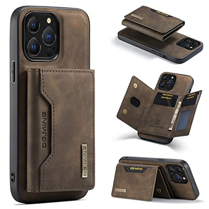 Leather Wallet Phone Cases Compatible with iPhone 14 Pro Max Case with Card Holder Men 6.7'' 2 in 1 Detachable Back Cover (Coffee,IP 14 Pro Max) - color: Coffee, size: IP 14 Pro Max