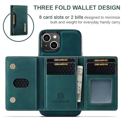 Leather Wallet Phone Cases Compatible with iPhone 15 Plus Case with Card Holder Men 6.7'' 2 in 1 Detachable Back Cover (Green, IP 15 Plus) - color: Green, size: IP 15 Plus