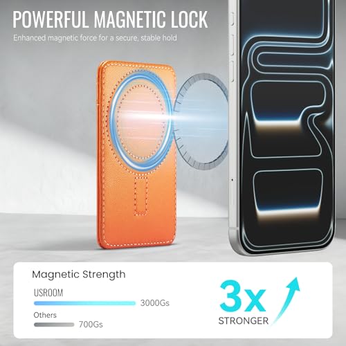 for Magsafe Wallet Magnetic Card Holder RFID Blocking, Orange - color: Orange