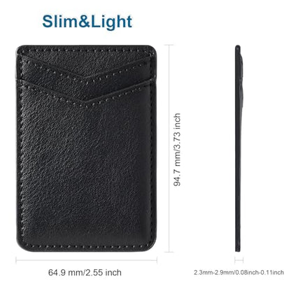 Fulgamo 2Pack Phone Wallet Stick On,Leather Phone Card Holder for Back of Phone Case,Sticky Adhesive Credit Card Pocket RFID iPhone and Android-Black,Navy Blue - color: Black V,Navy Blue V