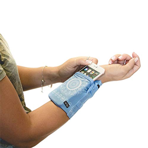 Sprigs Wrist Wallet Running Wristband Pocket for Keys Cards Cash ID Phone - color: Batik Blue