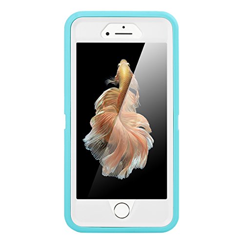 AICase iPhone 6 Case, iPhone 6S Case [Heavy Duty] Built-in Screen Protector Tough 3 in 1 Rugged Shorkproof Cover for Apple iPhone 6/6S (White/Light Blue) - color: White/Light Blue