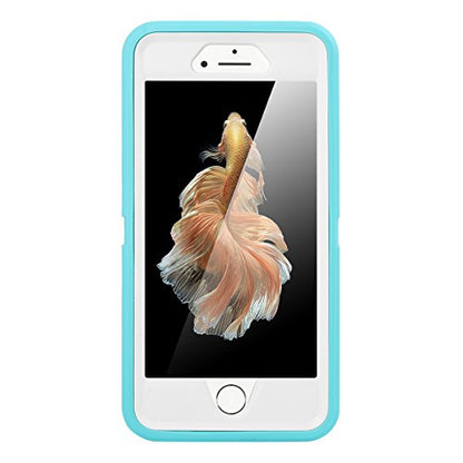 AICase iPhone 6 Case, iPhone 6S Case [Heavy Duty] Built-in Screen Protector Tough 3 in 1 Rugged Shorkproof Cover for Apple iPhone 6/6S (White/Light Blue) - color: White/Light Blue