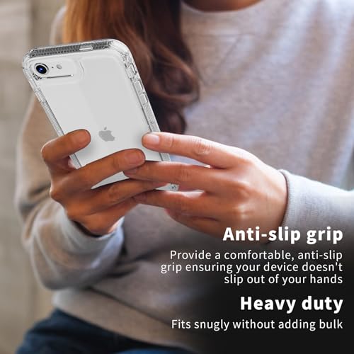 X-belmox Heavy Duty Clear Phone Case for iPhone SE 2022 (3rd Gen) with Screen Protector, 3 in 1 for iPhone SE 2020 Case Acrylic Hard Non-Yellowing, Shockproof Protective iPhone 7/8 Case 4.7" -Clear - color: Clear