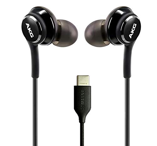 AKG Wired In-Ear Earbuds with Mic USB-C Earbuds with Braided Cable Compatible with Samsung Galaxy S24 Ultra, S24+, S23, S22, S21, S10, S10E & iPhone 15 Series