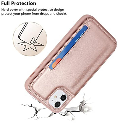 iCoverCase Compatible with iPhone 11 Case with Card Holder, Wallet Phone Case for Women Men RFID Blocking PU Leather Protective Case 6.1 Inch (Rose Gold) - color: Rose Gold