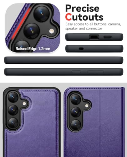 OCASE for Samsung Galaxy S25+ Plus Detachable Wallet Case, Purple | 2-in-1, Card Holder, RFID Blocking, Stand, Wrist Strap, Shockproof, Wireless Charging, Magnetic, PU Leather Flip Phone Cover - color: Purple, size: Samsung Galaxy S25 Plus