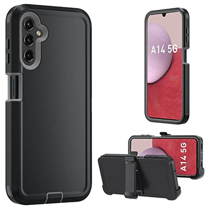 for Samsung Galaxy A14 5G case,A14 5G Heavy Duty case,[Military Grade Protective ][Shockproof] [Dropproof] [Dust-Proof], ONLY Fit Galaxy A14 5G Phone(Black/Gray) - color: Black/Gray