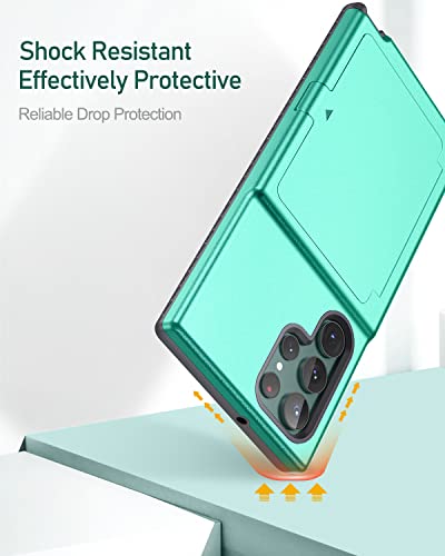 WeLoveCase Samsung Galaxy S22 Ultra Case Wallet Case with Credit Card Holder & Hidden Mirror, All-Round Protection Shockproof Phone Cover Designed for Samsung Galaxy S22 Ultra, 6.8 inch Mint Green - color: Mint Green