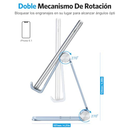 OMOTON Foldable Cell Phone Stand, C4 Portable Aluminum Phone Holder - color: Light Blue