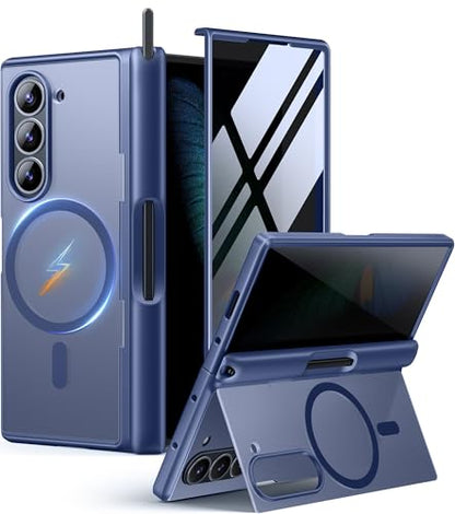 MOBOSI for Z Fold 6 Case with Privacy Screen Protector, Blue - color: Blue