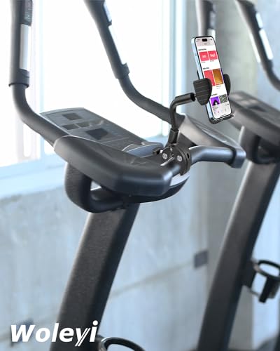 Gooseneck Spin Bike Phone Holder, Cell Phone Mount Exercise Bike Handlebar Clamp for Stationary Bicycle, Treadmill, Microphone Stand, for iPhone Air 17 Pro Max 16 15 14 13 12, S25, 4.7-7" Smartphones