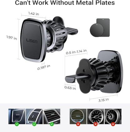 LISEN Magnetic Phone Holder for Car, Magnet Car Vent Phone Mount Holder with Ultra 6 Strong Magnets, Magnetic Car Phone Holder Mount for Car Automobile Cradles, Soporte de Telefono para carro - color: Black