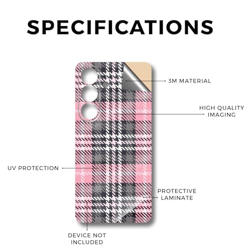 Glossy Glitter Phone Skin Compatible with Samsung Galaxy S26 - Pink Plaid - Premium 3M Vinyl Protective Wrap Decal Cover - Easy to Apply | Crafted in the USA by MightySkins - color: Pink Plaid, size: Galaxy S26 (Back Wrap), style: Glossy Glitter Finish