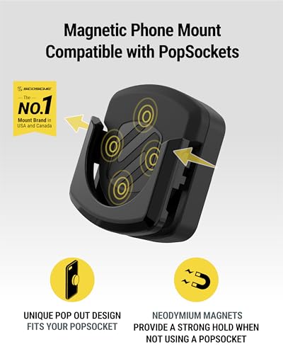 Scosche MMPFM-SP MagicMount Pop Surface Magnetic Car Mount for Collapsible Phone Grip/Socket, Universal Cell Phone Holder for Car Dashboard and Flat Surfaces for iPhone, iPad, Smartphones, and Tablets - style: 3M Adhesive Flush