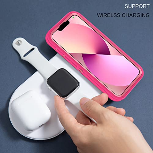 Co-Goldguard Shockproof Case for iPhone 13 with Tempered Glass Screen Protector 3 Layer Military Grade Drop Protection Heavy Duty Protection Rugged Rubber Phone Case Cover for iPhone 13 6.1 Pink - color: Pink