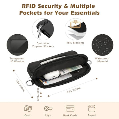 MoKo Adjustable Phone Crossbody Lanyard with Detachable RFID Wallet - color: Black