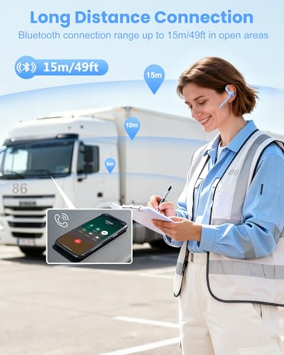 Bluetooth Headset,72H Work Single-Ear Wireless Earpiece for Cell Phone Call - color: Light blue