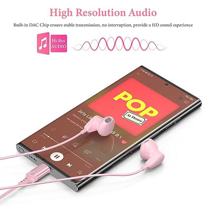 APETOO USB C Headphones for iPhone 18 Pro Max 17 16 15/iPad Air Earbuds - color: Pink