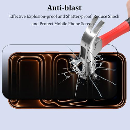 Warmyee 2 Pack Privacy Screen Protector for iPhone 17 Pro, 2 Pack Tempered Glass Camera Lens Protector, with Installation Frame