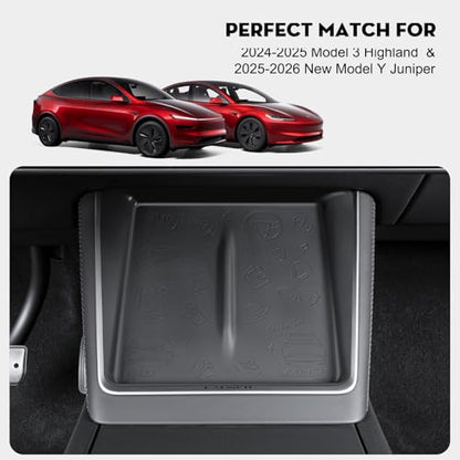 Center Console Wireless Charging Protector for Tesla Model Y Juniper - color: Cool Black (for 2026 Model Y &Model 3 2024-2026)