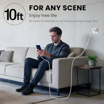 iPhone 17 Pro Max Charger Fast Charging, 40W USB C Super Fast Charger - color: White, Single USB-C port, size: 10ft