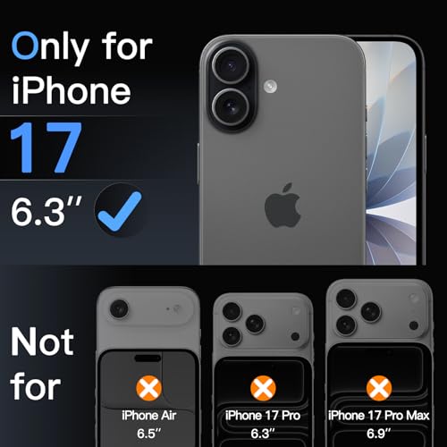 JETech Camera Lens Protector for iPhone 17, Black, 1 Set