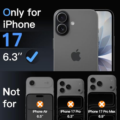 JETech Camera Lens Protector for iPhone 17, Black, 1 Set