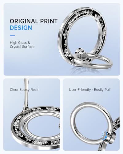 Magnetic Phone Ring Holder, Cute Magnetic Phone Grip, Line Butterfly - color: Line Butterfly