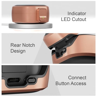 for Samsung Galaxy Buds 4 Pro/Buds 4 Case (2026) with Secure Safety Lock Clip,Shockproof Scratch-Resistant Hybrid PC+TPU Soft Shell Protective Cover Accessories with Carabiner&Cleaning Pen(Gold) - color: Gold Edge-Black