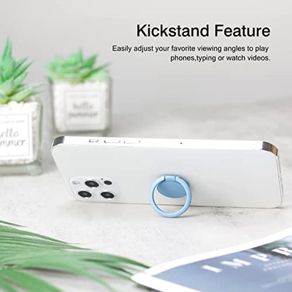 [2 Pack] Matte Finish Round Ultra-Thin Cell Phone Ring Holder Stand,360 Degree Rotation and 180 Degree Adjustable Finger Ring Kickstand with Frosted Metal Phone Grip (Blue)