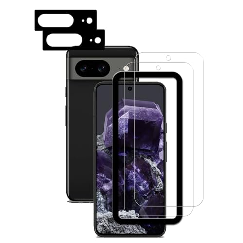 Easy Alignment Frame Designed For Google Pixel 8 Tempered Glass Screen Protector 2-Pack Camera Lens Protector Film 2-Pack
