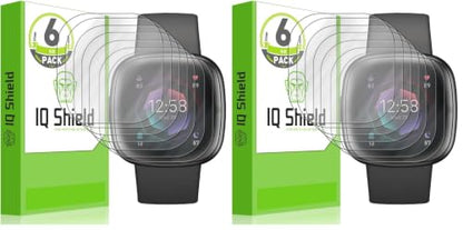IQShield 12 Pack for Fitbit Sense 2 / Fitbit Versa 4 Screen Protector,Easy Install, Ultra Thin, Smudge-Resistant, Anti-Scratch, Anti-Bubble, Clear TPU Film - size: 1.58 INCH (Pack of 2)