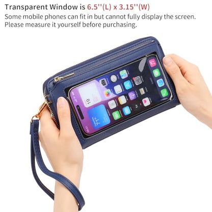 GOIACII Phone Purse Crossbody Bags for Women Small Travel Wallet Touch Screen RFID Blocking - color: A04 Dark Blue
