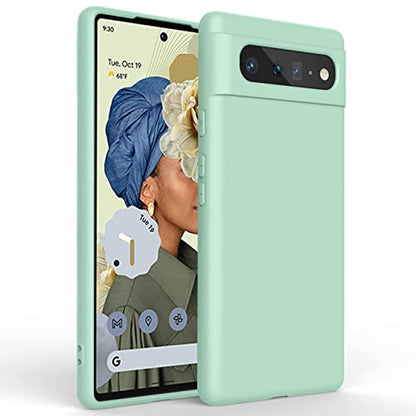 Amzpas Silicone Phone Case Compatible with Google Pixel 6, Soft Protective Smart Phone Case for Women Men, Durable Anti-Scratch Shockproof Phone Cover Cyan - color: Cyan