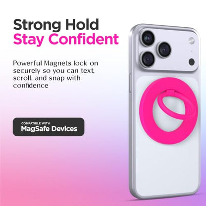 FELONY CASE - Neon Pink Ring Grip and Stand - Version 2.0 - Improved Stronger Magnet, Magnetic Phone Ring Holder for MagSafe Compatible iPhone 17,16, 15, 14, 13, 12, Pro Max, Air - Drop Protection - color: Neon Pink