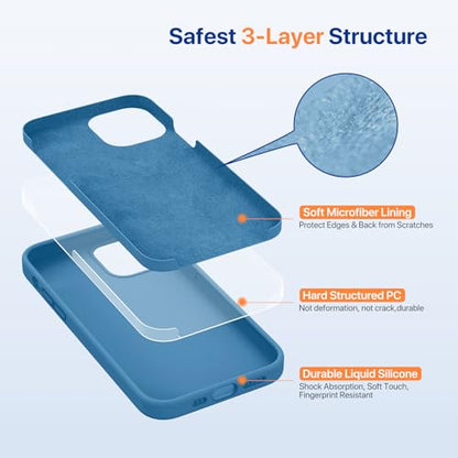 miracase Compatible with iPhone 12 Case and iPhone 12 Pro Case, Liquid Silicone Gel Rubber Full Body Protection Shockproof Drop Protection Phone Case for iPhone 12/12 Pro 6.1 inch, Capri Blue - color: Capri Blue, size: iPhone 12/12 Pro
