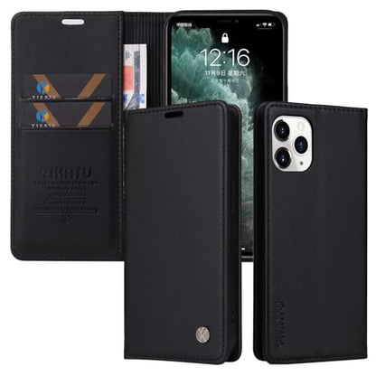 Caseurban Compatible with iPhone 11 Pro Wallet Case PU Leather Flip Folio Case with Card Holder Magnetic Closure Shockproof Protective Phone Cover Black - color: Black, size: iPhone 11 Pro