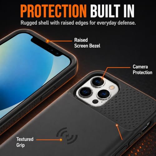 Alpatronix Battery Case for iPhone 12 Pro Max / 13 Pro Max, Slim Portable Protective Extended Charger Cover with Wireless Charging, Lightning Input, Apple Pay, CarPlay - BX12Pro Max - Matte Black - size: iPhone 12 Pro Max & iPhone 13 Pro Max