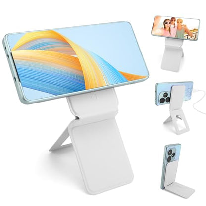 Magnetic Tripod Phone Stand, Slim Foldable Phone Holder for Iphone (Gray) - color: White