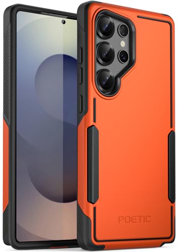 Poetic Neon Case for Samsung Galaxy S25 Ultra 5G, Dual Layer Heavy Duty Rugged Lightweight Slim Shockproof Protective Cover Phone Case, Orange - color: Orange