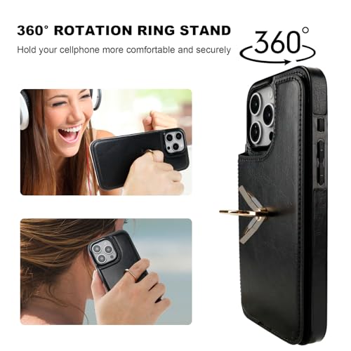 ONETOP for iPhone 16 Pro Max Wallet Case with Credit Card Holder,Black - color: Black