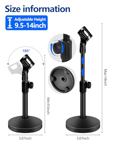 BILIONE Desktop Microphone Stand with Microphone and Cell Phone Clip - size: Upgraded 101S