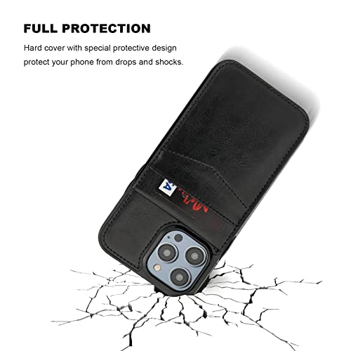 KIHUWEY for iPhone 14 Pro Max Wallet Case Card Holder Kickstand, Black | Credit Card Slots, PU Leather, Magnetic Clasp, Flip Heavy Duty Protection Cover for Men and Women - color: Black