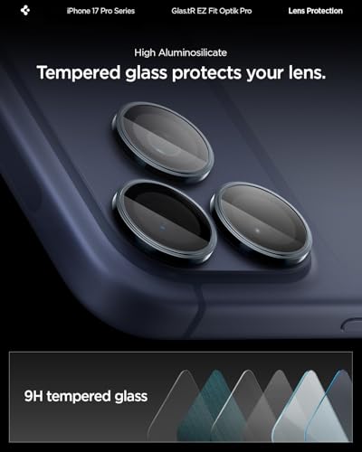 Spigen Camera Lens Protector for iPhone 17 Pro Max / 17 Pro - Blue Titanium - color: Deep Blue