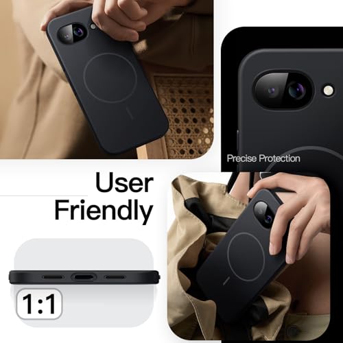 JETech Magnetic Slim Case for Google Pixel 10a, Black | Compatible with MagSafe, Anti-Slip Grip, Full Camera Lens Protection, Ultra-Thin Lightweight, Matte Finish Phone Cover - color: Black