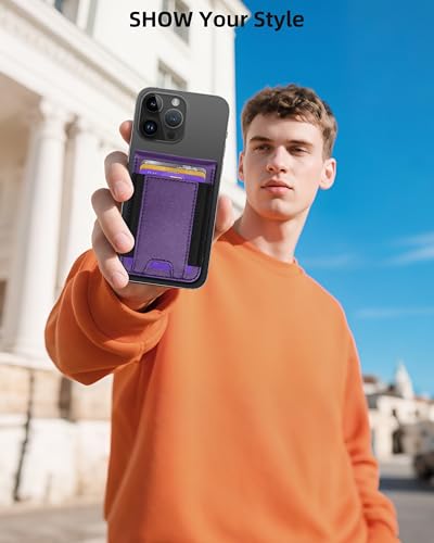 for MagSafe Wallet with Money Clip, Adjustable Stand, 8 Card Holder | ID Window, Stronger Magnetic Wallet for iPhone 17/16/15/14/13/12 Series, RFID Blocking, for iPhone Wallet, Purple - color: Purple